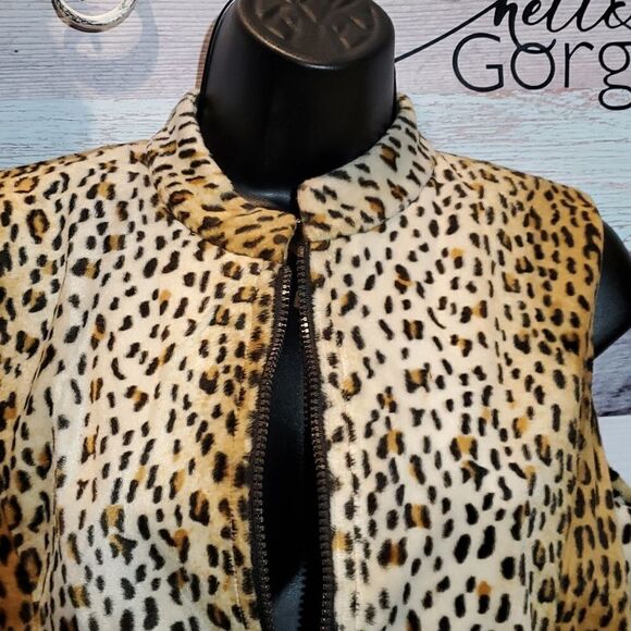 Vintage Animal Print Plush Zip Up Vest, Sz M, Very Unique! - Picture 5 of 8